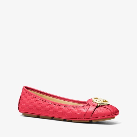 Michael Kors Fulton Logo Embossed Moccasin Loafers Ballet Flats - Picture 1 of 4
